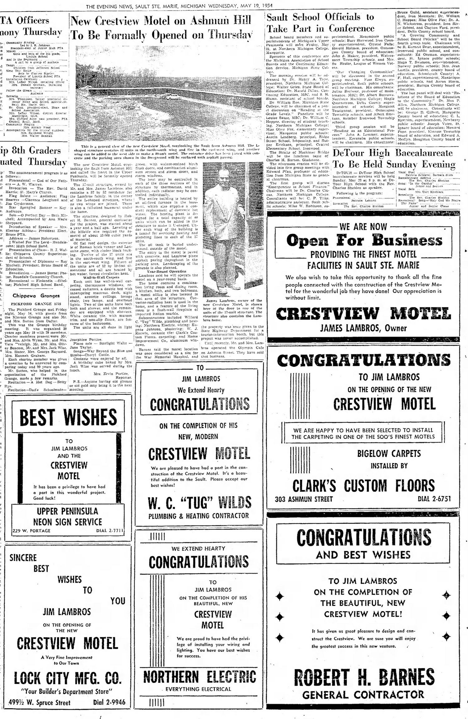 Budget Host Crestview Inn (Crestview Motel, Thrifty Inn$) - May 19 1954 Opening Article